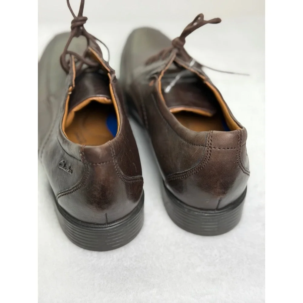 Clarks Collection Mens Leather Derby Brown Bicycle Toe Lace Up Dress Shoes 7M
